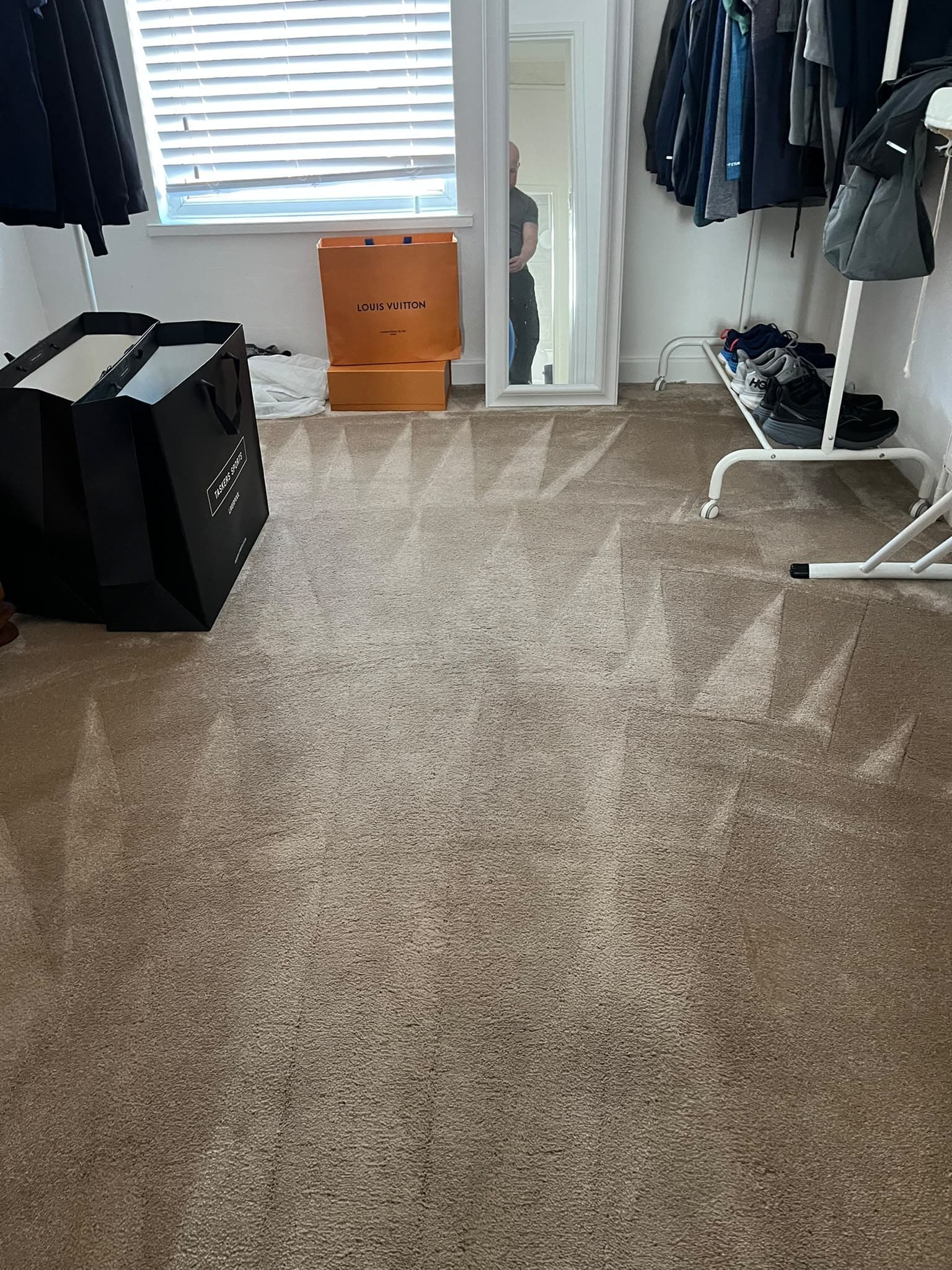 Clean carpeted room after professional carpet cleaning
