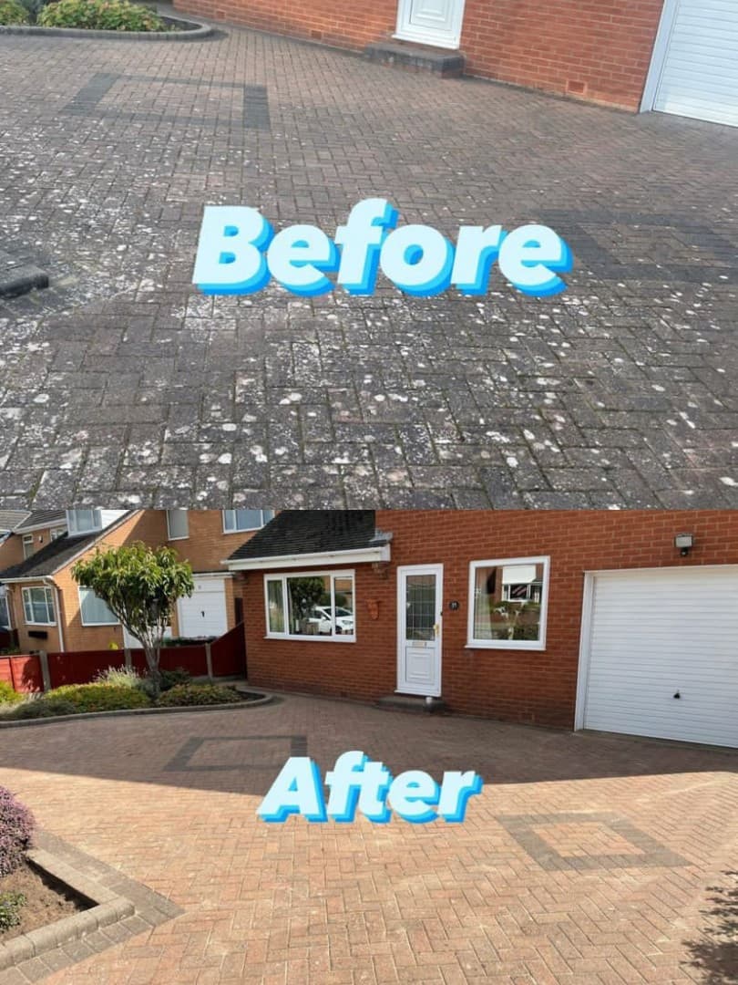 Driveway pressure wash result